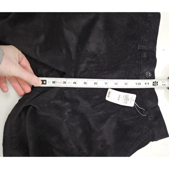 LL Bean Corduroy Pants womens Size 8 Petite Black Stretch Waist Straight Leg - Picture 2 of 10